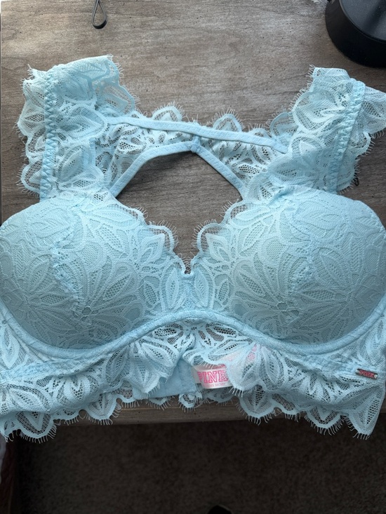 PINK Victoria's Secret Other - PINK Victoria's Secret Scalloped Lace Push-Up Bra in Pale Blue